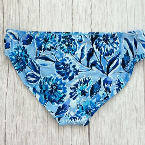 Andie The Bikini Bottom Swim Bottoms Bluff Blue Floral Low Rise - Picture 2 of 9